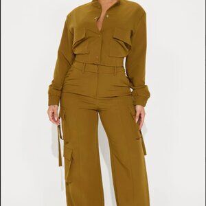 Two Piece Cargo Olive set - 1X